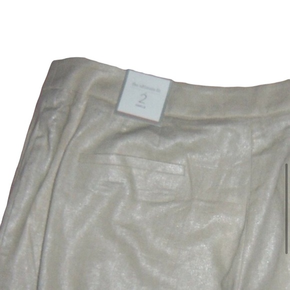CHICO'S (33x27.5) Ultimate Fit Beige Sparkle Linen Ankle Pant - Sz 2 - LARGE NWT - Picture 4 of 8
